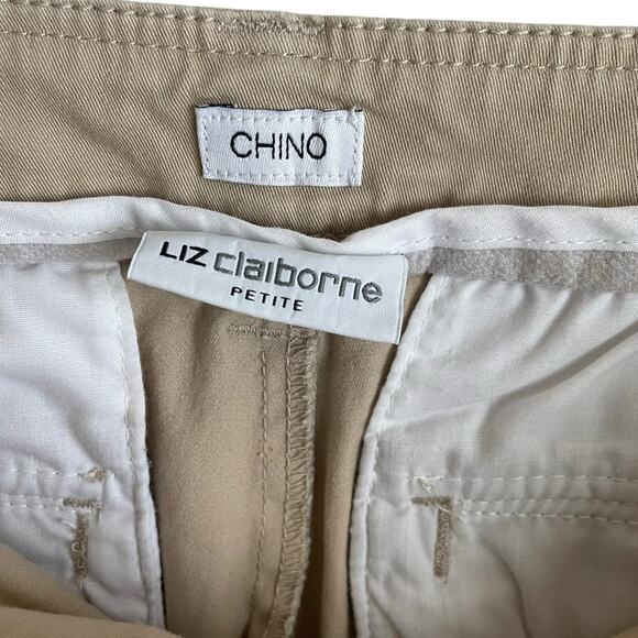 Liz Claiborne Women Chino Pants 10P Beige Ankle Minimalistic Neutral Uniform - Picture 2 of 9